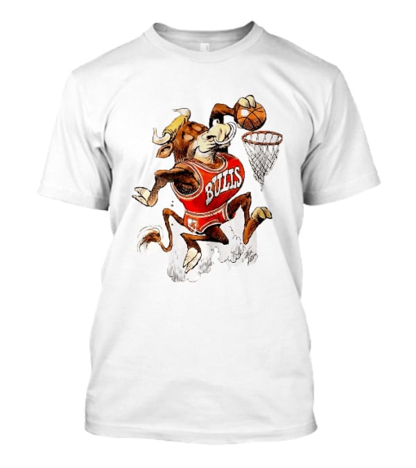 Chicago Bulls NBA Jack Davis Cartoon Caricature Dunking Basketball Hoop Sports Fanatic T-Shirt