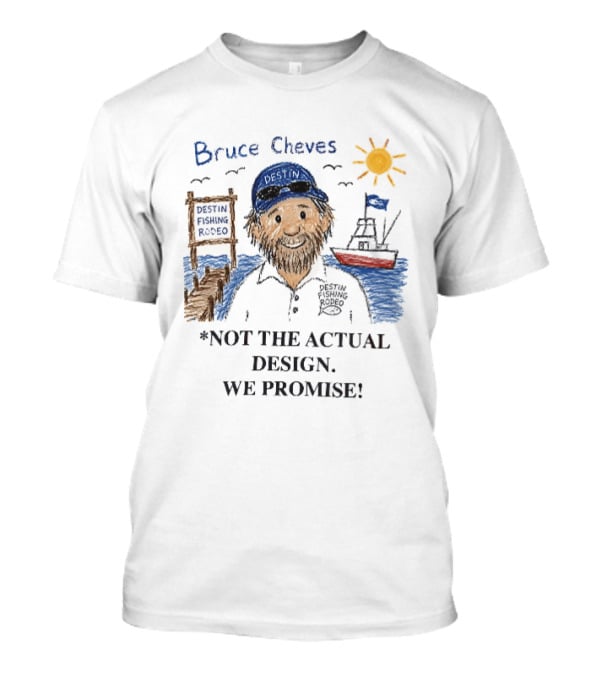 Destin Fishing Rodeo Bruce Cheves Cartoon Caricature Boat Sun Dock T-Shirt