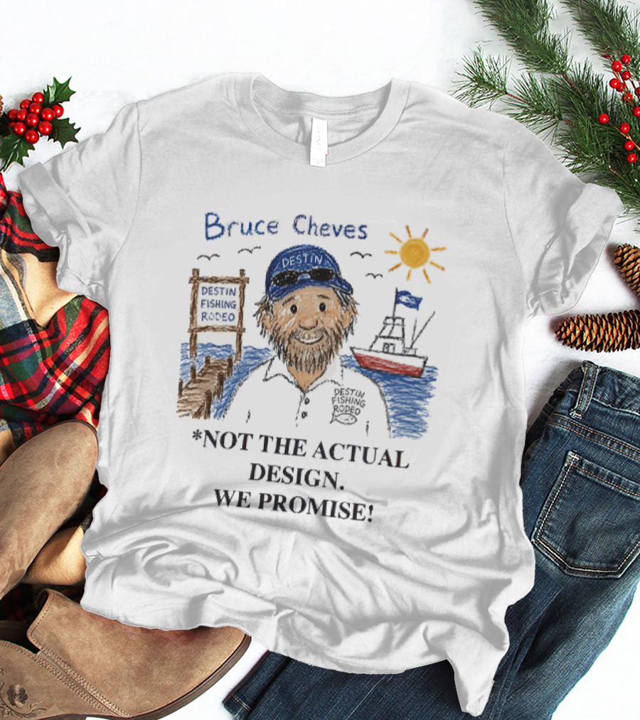 Destin Fishing Rodeo Bruce Cheves Cartoon Caricature Boat Sun Dock T-Shirt