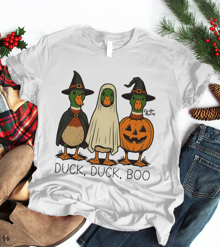 Duck Duck Boo Halloween 2026 Duck Trio In Costumes T-Shirt