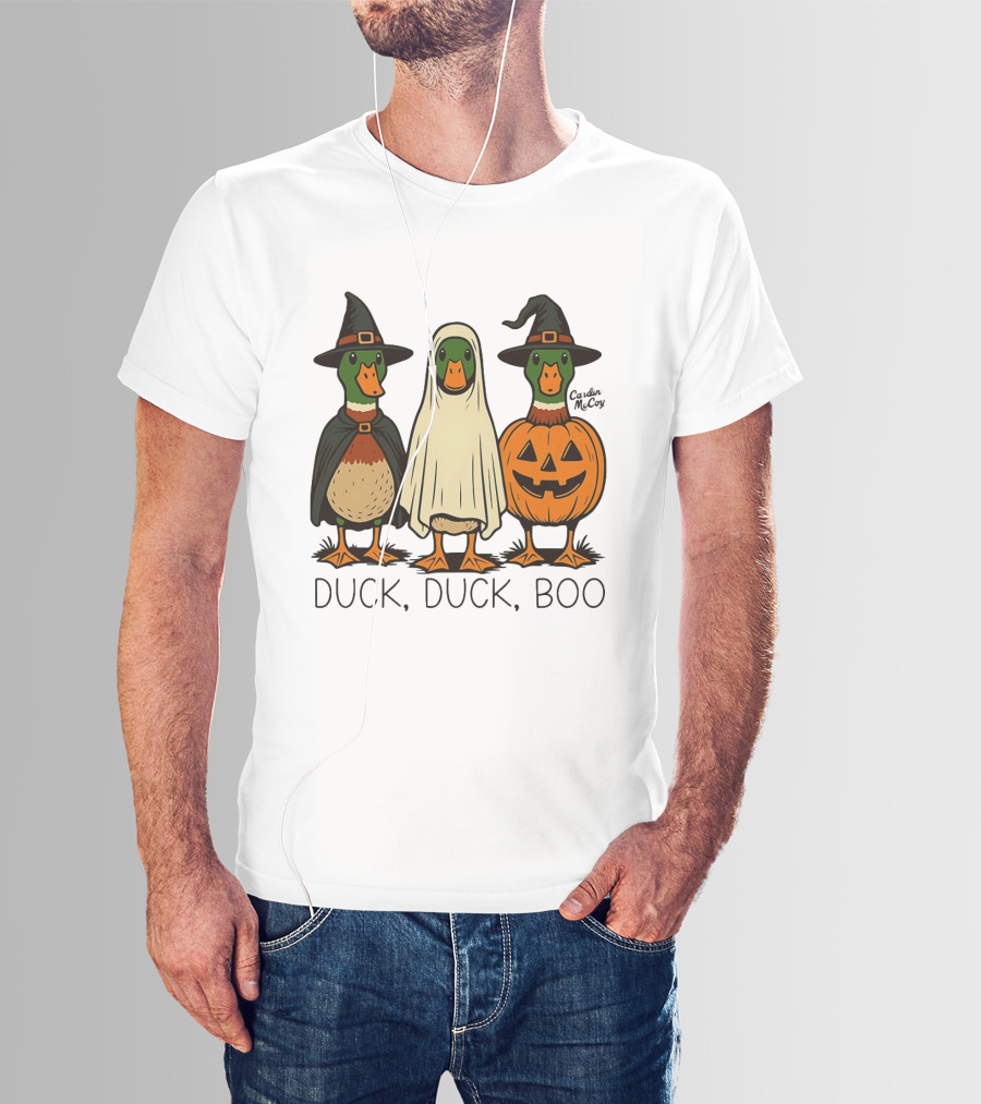 Duck Duck Boo Halloween 2026 Duck Trio In Costumes T-Shirt