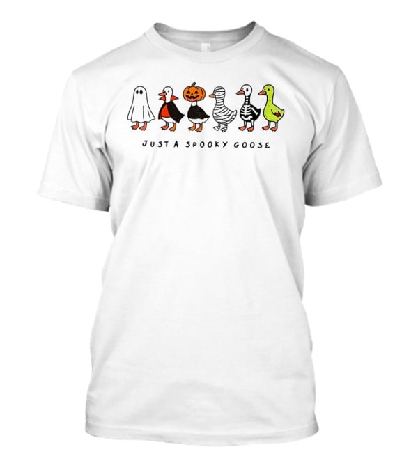 Ghost Vampire Pumpkin Mummy Skeleton Goose Just A Spooky Goose Halloween T-Shirt