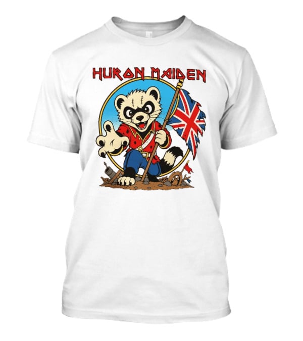 Huron Maiden Ferret Holding British Union Jack Flag T-Shirt
