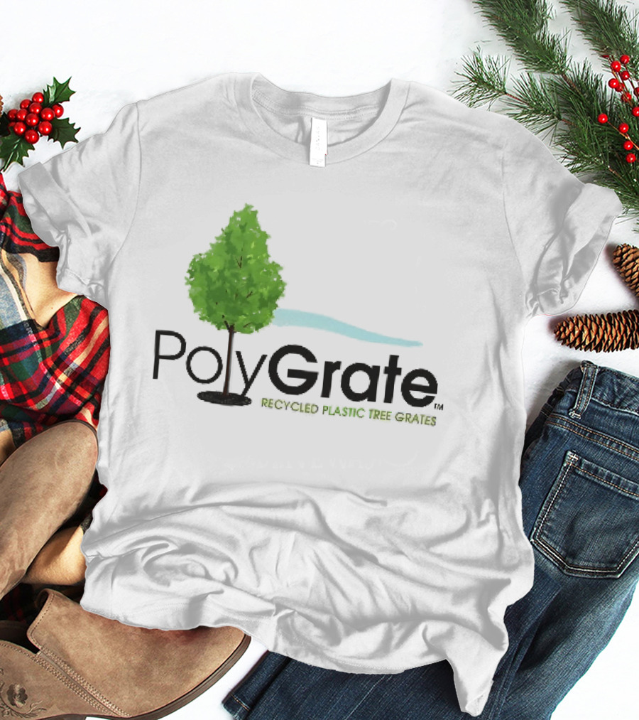 PolyGrate Recycled Plastic Tree Grates Green Foliage Blue Wave T-Shirt