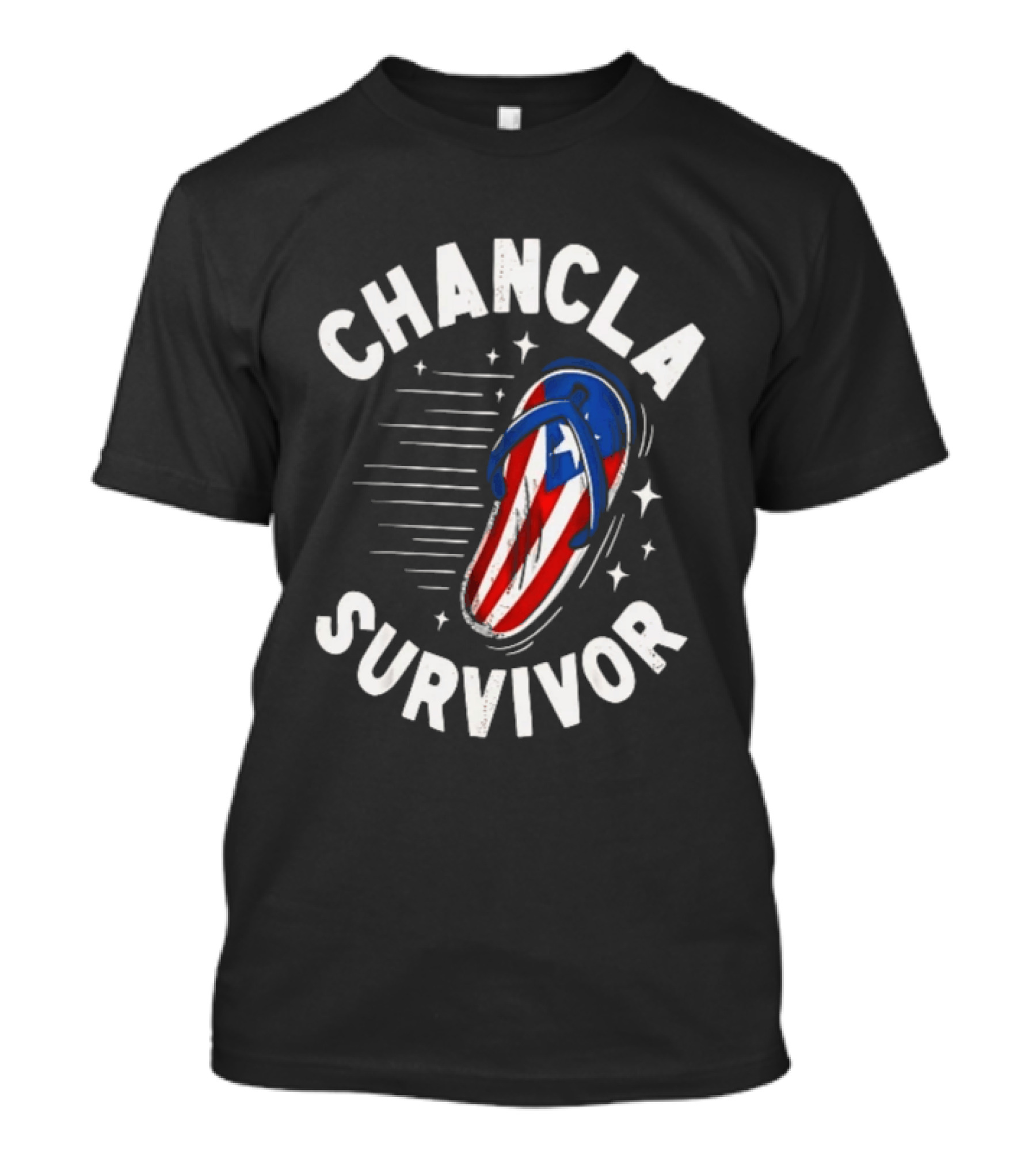 Chancla Survivor Puerto Rico Flag Flip Flop Novelty T-Shirt