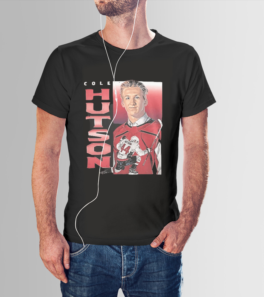 Cole Hutson Ice Hockey Player Red Jersey Number 44 Celebration T-Shirt