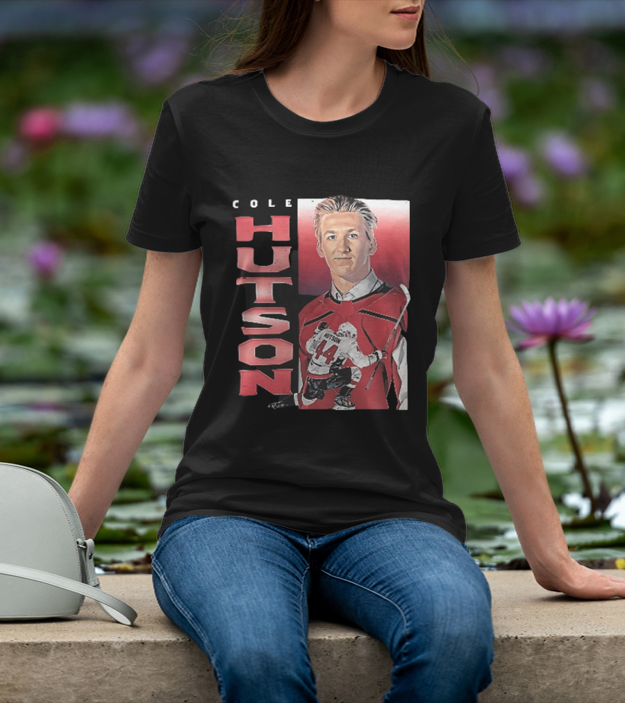 Cole Hutson Ice Hockey Player Red Jersey Number 44 Celebration T-Shirt