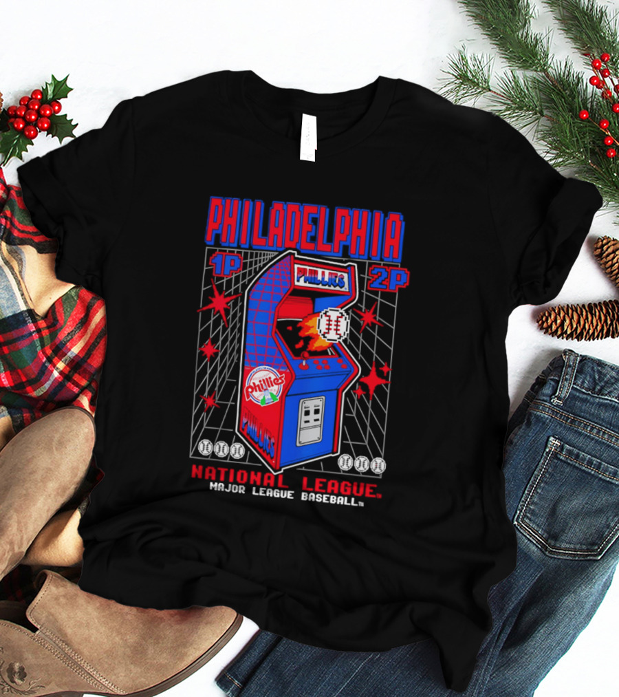 Philadelphia Phillies 1P 2P National League Major League Baseball Arcade T-Shirt