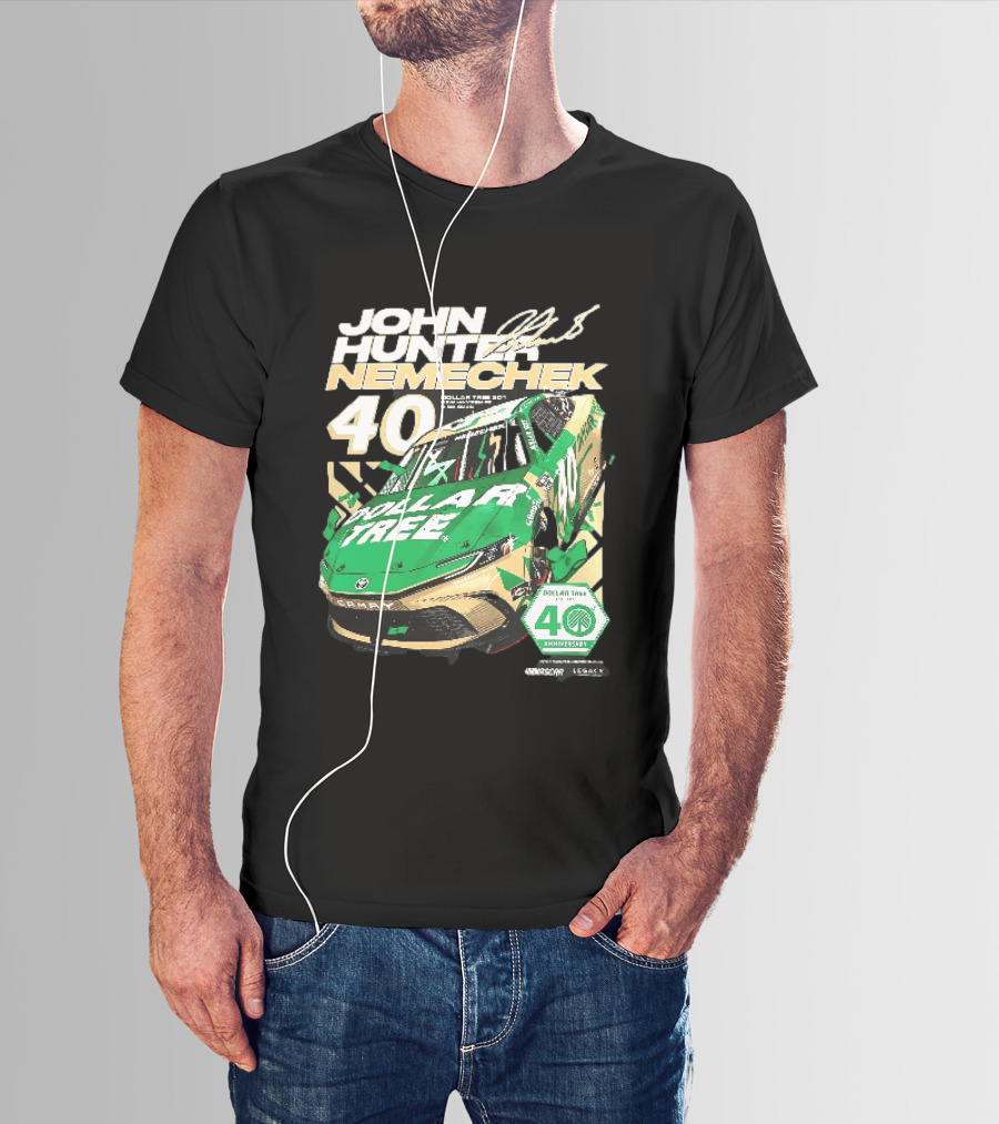 John Hunter Nemechek Dollar Tree 301 40th Anniversary 2026 Green Gold Toyota Camry Nascar New Hampshire Est 1986 T-Shirt