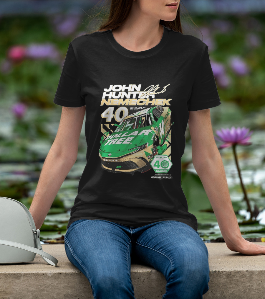 John Hunter Nemechek Dollar Tree 301 40th Anniversary 2026 Green Gold Toyota Camry Nascar New Hampshire Est 1986 T-Shirt
