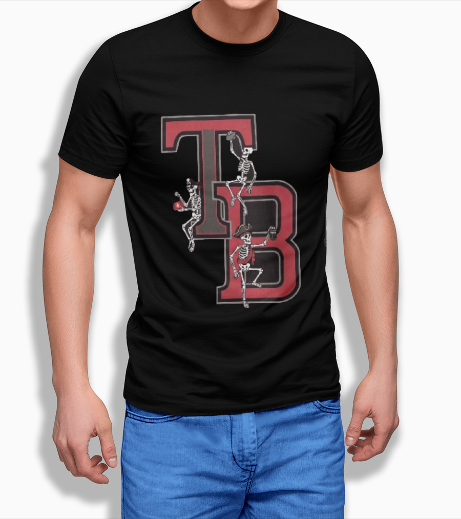Tampa Bay Buccaneers TB Pirate Skeletons Football T-Shirt