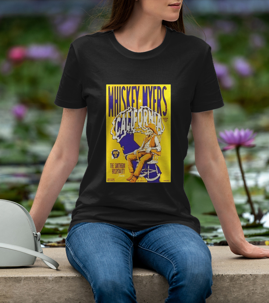 Whiskey Myers California Southern Hospitality Tour August 17 Los Angeles Reclining Cowboy T-Shirt