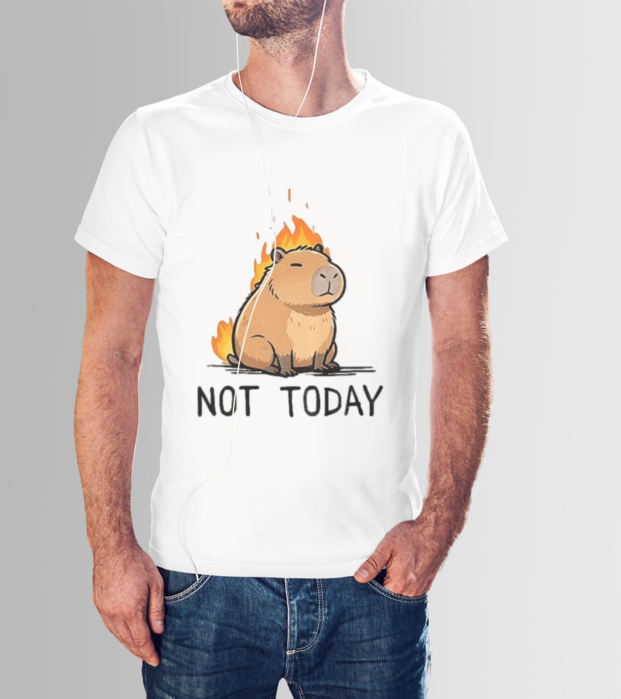 Capybara On Fire Not Today Calm Meme T-Shirt