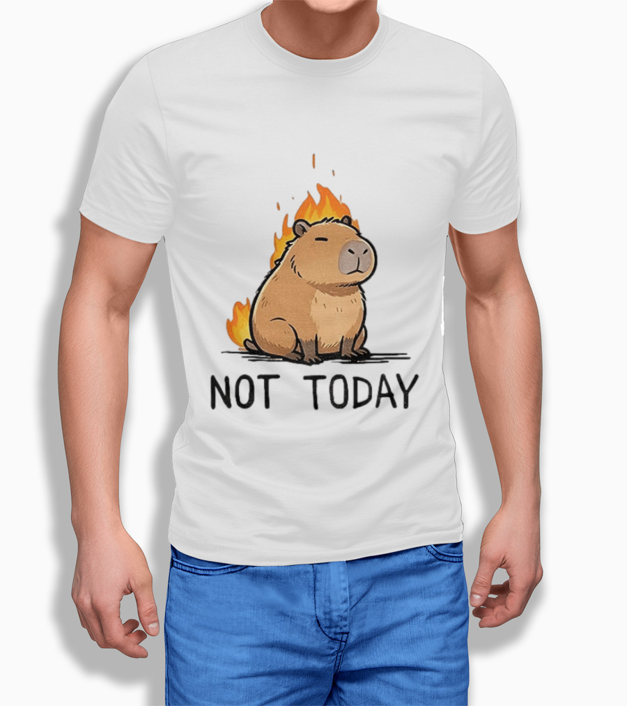 Capybara On Fire Not Today Calm Meme T-Shirt
