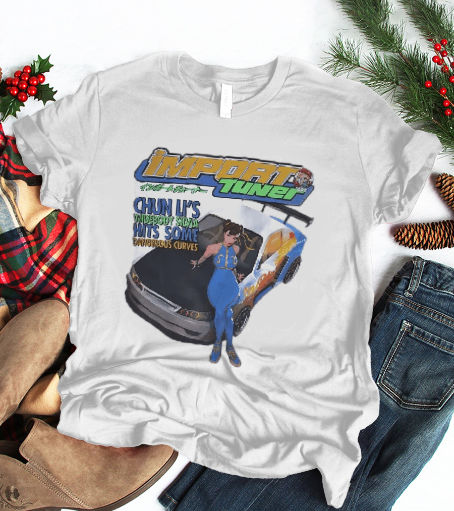 Import Tuner Chun Li's Widebody Silvia Hits Some Dangerous Curves Auto Racing Anime T-Shirt