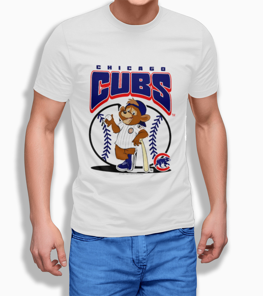 Chicago Cubs MLB 2026 Mania Bear Character Baseball Bat T-Shirt