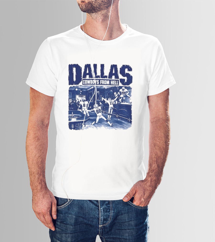Dallas Cowboys From Hell Football Bar Scene T-Shirt