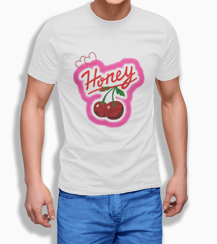 Honey Red Cherries Neon Heart T-Shirt
