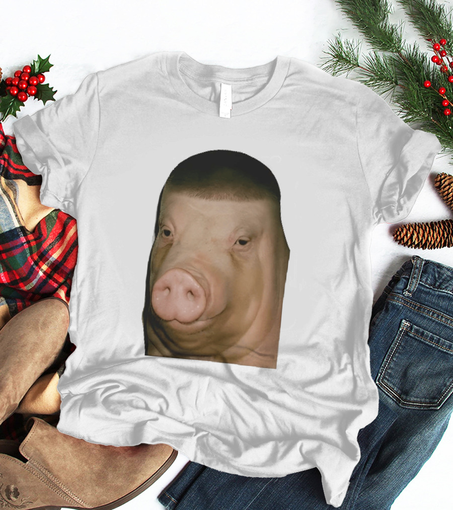 Photorealistic Close Up Pig Face Edgar Haircut Cutout T-Shirt