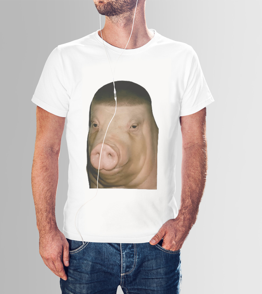 Photorealistic Close Up Pig Face Edgar Haircut Cutout T-Shirt