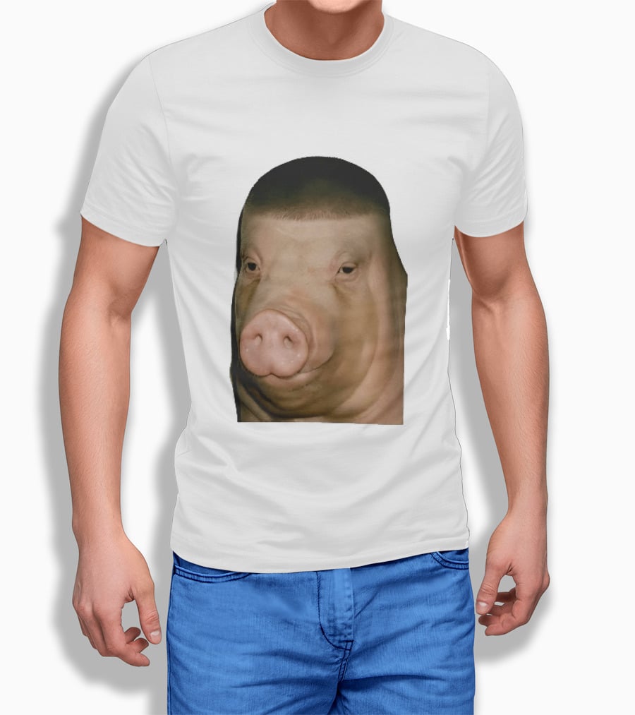 Photorealistic Close Up Pig Face Edgar Haircut Cutout T-Shirt