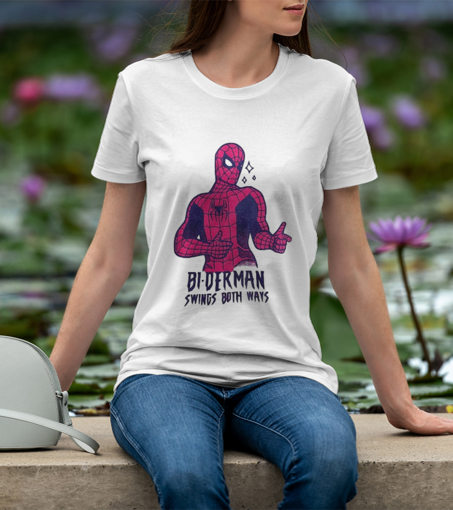 Bi Derman Swings Both Ways Superhero Spiderman T-Shirt
