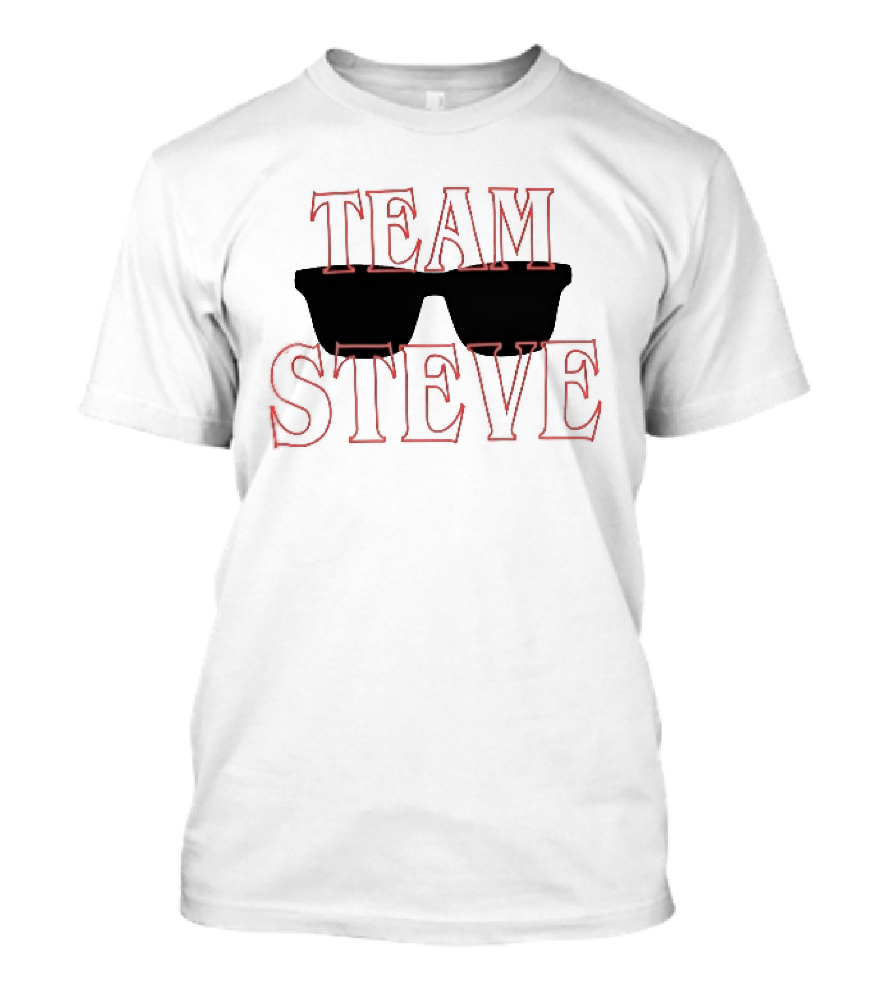 Team Steve Black Sunglasses Theme Red Letters T-Shirt