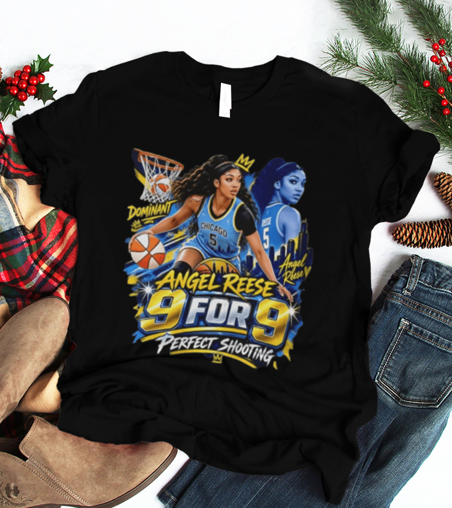 Angel Reese 9 For 9 Perfect Shooting Dominant Chicago Basketball T-Shirt