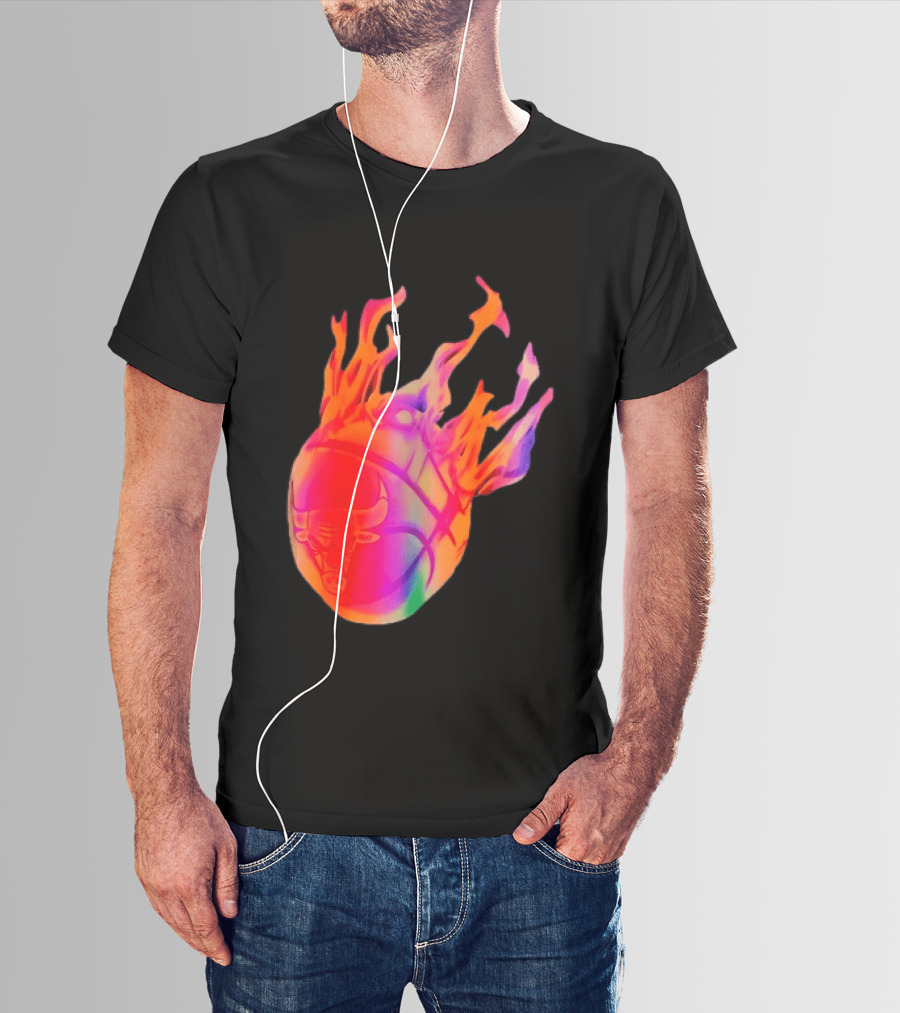 Chicago Bulls NBA Basketball Flaming Fireball NBA Fans Merchandise T-Shirt