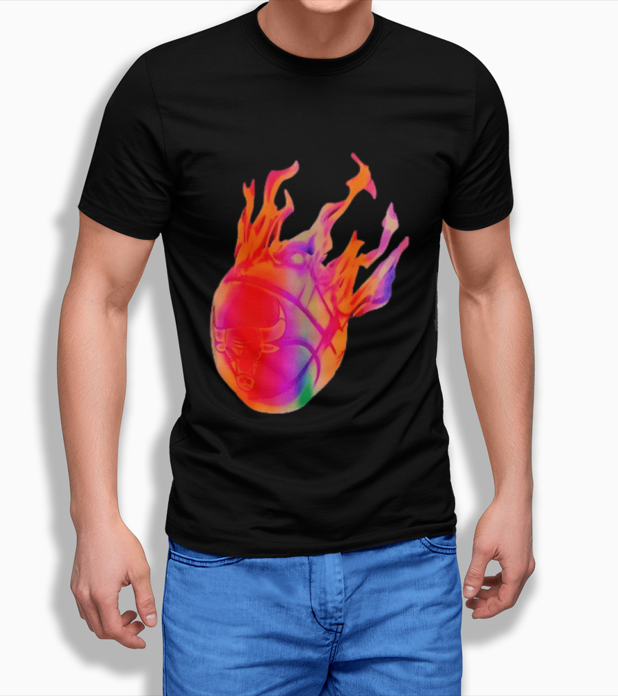 Chicago Bulls NBA Basketball Flaming Fireball NBA Fans Merchandise T-Shirt