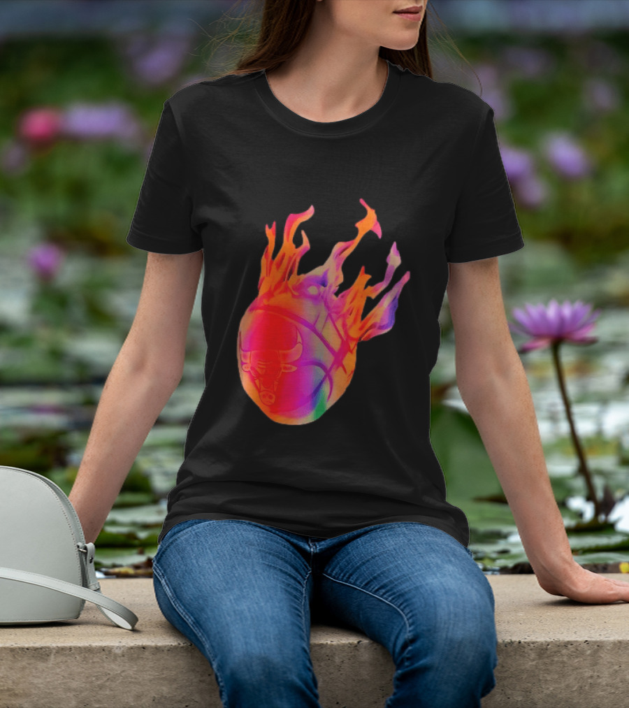 Chicago Bulls NBA Basketball Flaming Fireball NBA Fans Merchandise T-Shirt