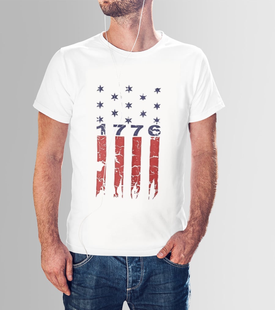 1776 Distressed American Flag Stars Stripes Patriotic T-Shirt