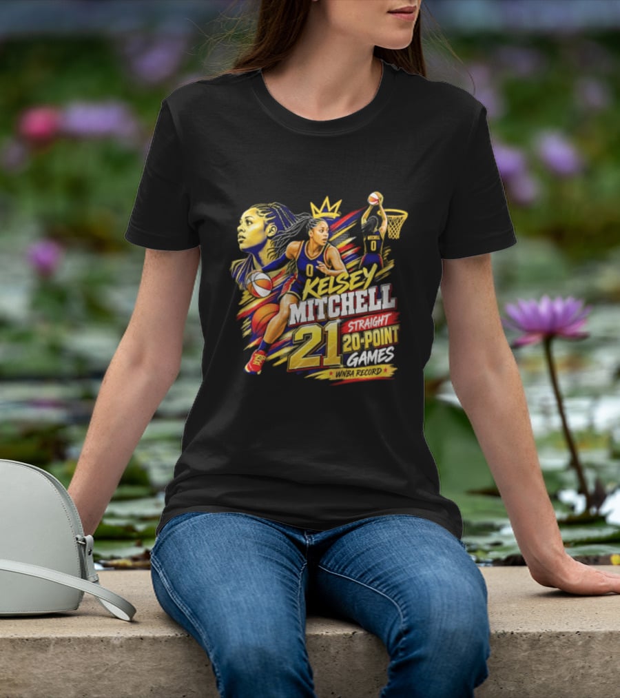 Kelsey Mitchell Straight 21 Straight 20 Point Games Basketball Monarch T-Shirt