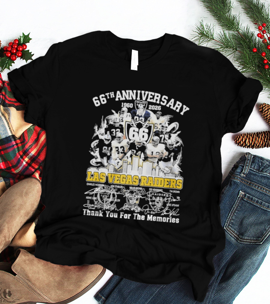 Las Vegas Raiders 66th Anniversary 1960 2026 Thank You For The Memories Celebration T-Shirt