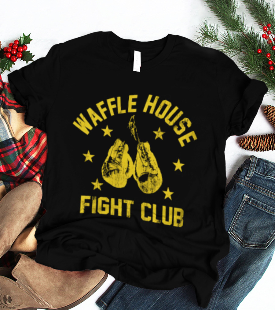 Waffle House Fight Club Boxing Gloves Stars T-Shirt