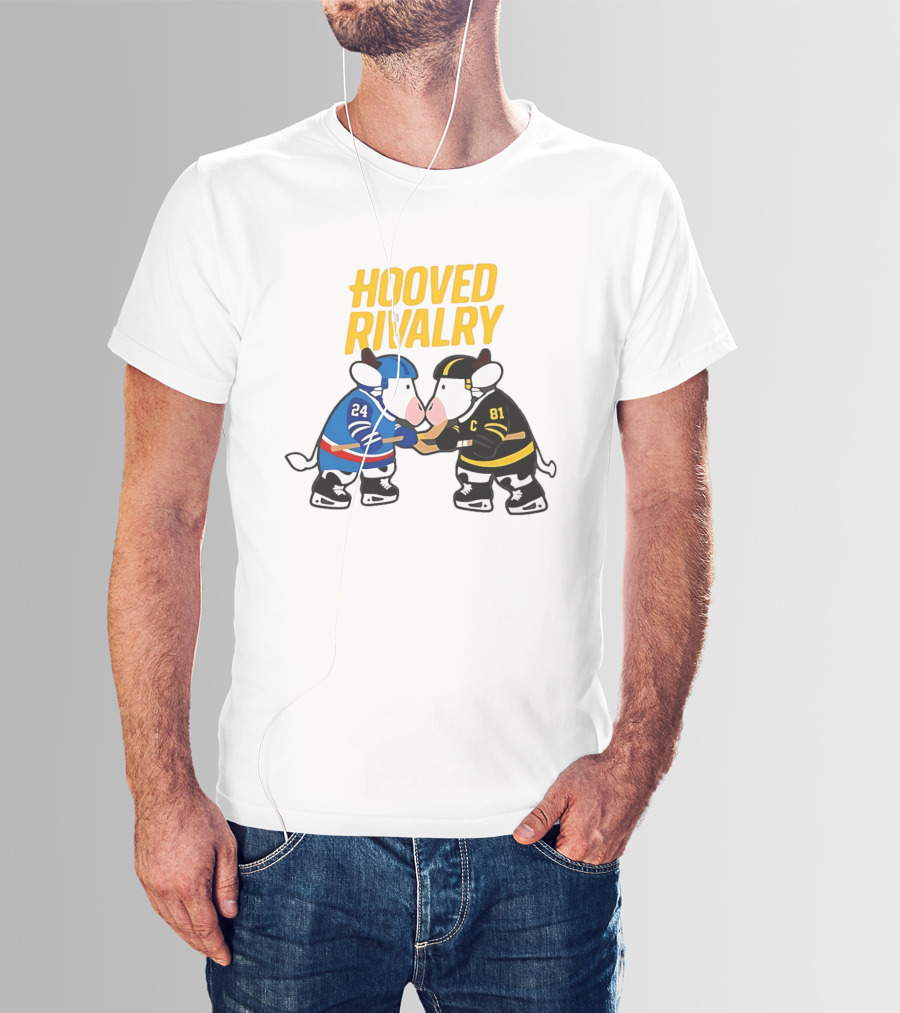 Hooved Rivalry Ilya Rozanov 24 Vs Shane Hollander 81 Hockey Faceoff T-Shirt
