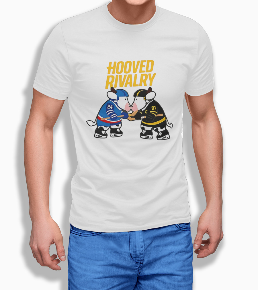 Hooved Rivalry Ilya Rozanov 24 Vs Shane Hollander 81 Hockey Faceoff T-Shirt
