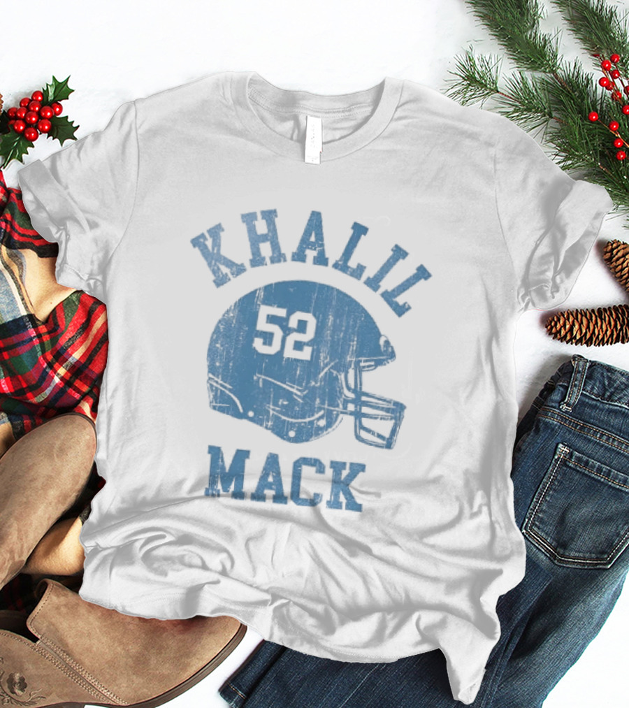 Khalil Mack 52 Distressed Powder Blue Football Helmet T-Shirt