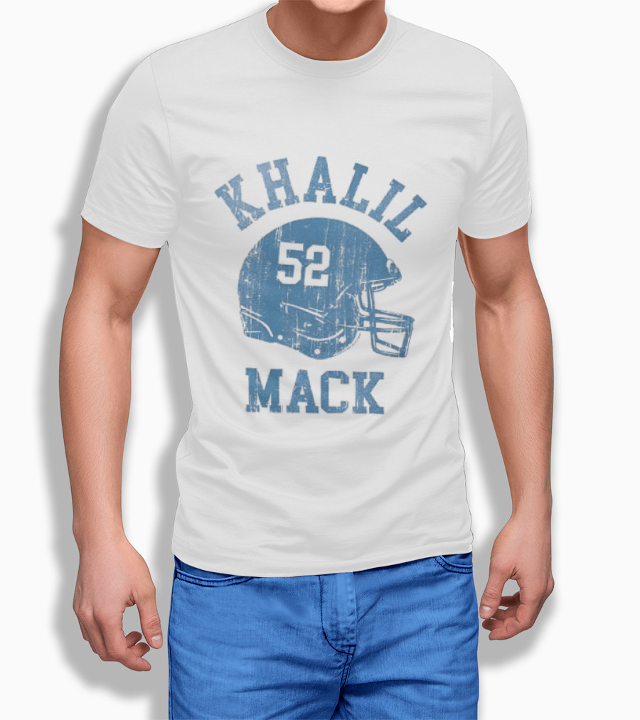 Khalil Mack 52 Distressed Powder Blue Football Helmet T-Shirt