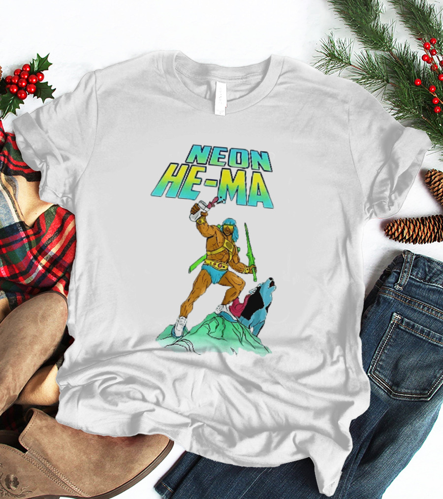 Neon He Ma Cartoon Warrior Action With Purple Drink Mountain Adventure T-Shirt
