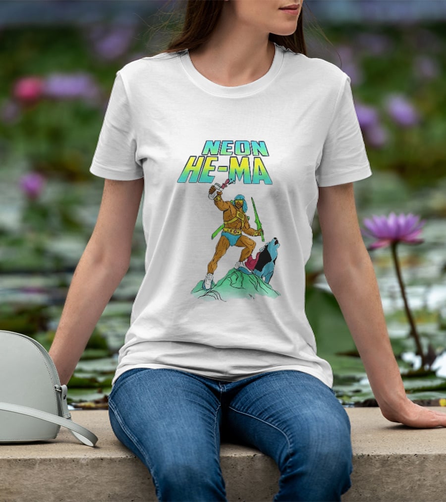 Neon He Ma Cartoon Warrior Action With Purple Drink Mountain Adventure T-Shirt
