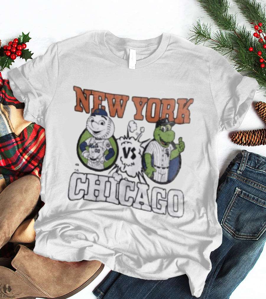 New York Vs Chicago Mets White Sox Mascots Faceoff T-Shirt