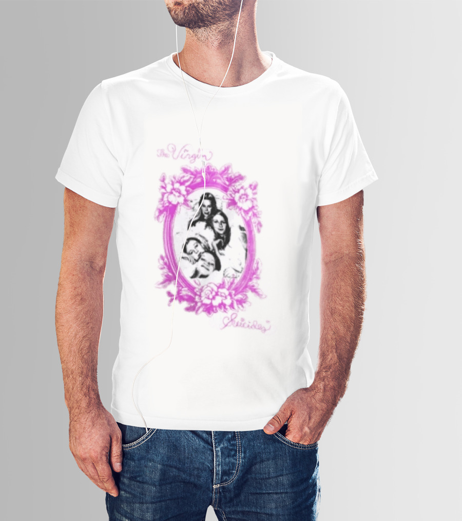 The Virgin Suicides Girls Pink Floral Oval Frame T-Shirt