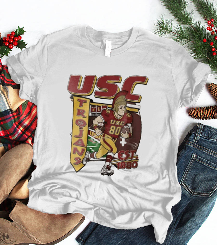 USC Trojans Football Player Cartoon Scoreboard Est 1880 T-Shirt
