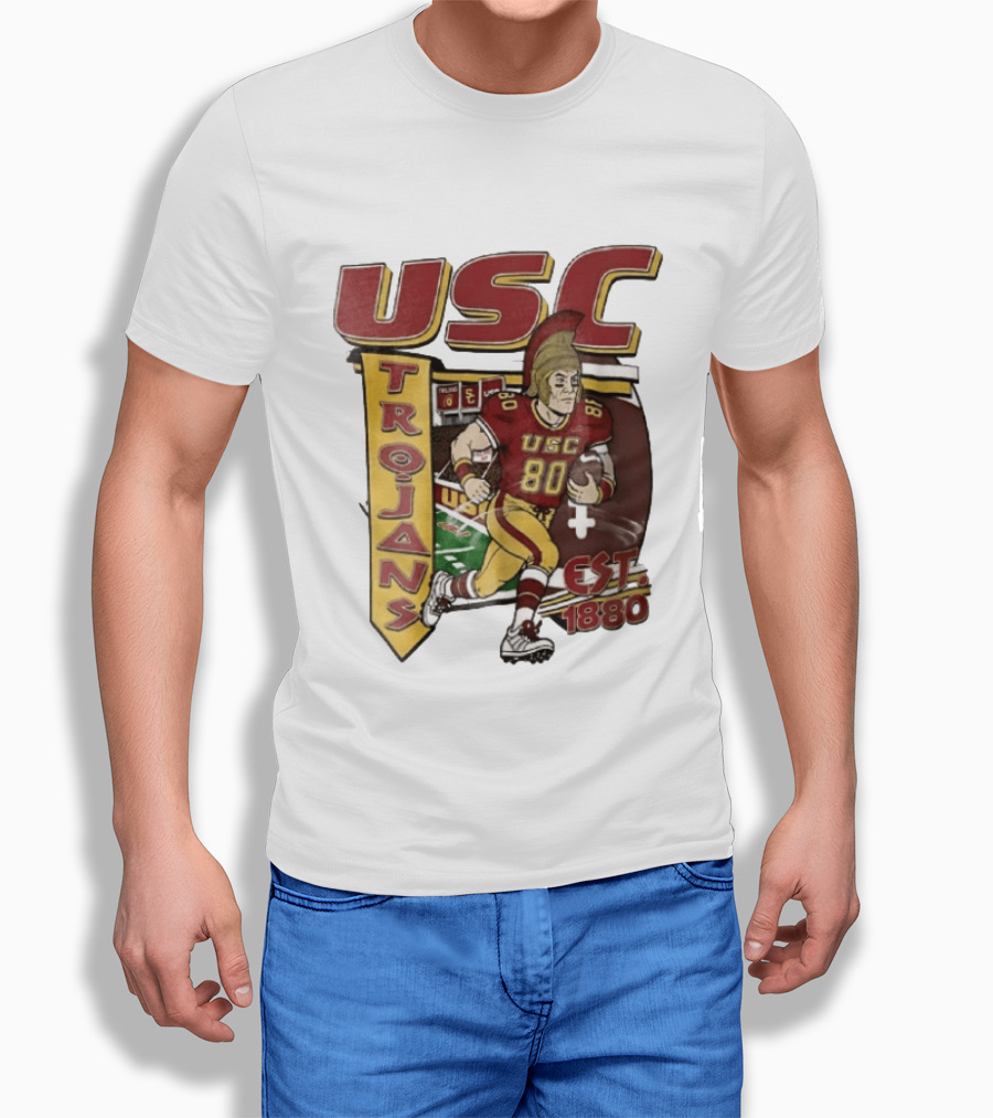 USC Trojans Football Player Cartoon Scoreboard Est 1880 T-Shirt