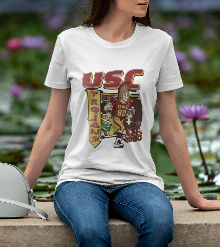 USC Trojans Football Player Cartoon Scoreboard Est 1880 T-Shirt