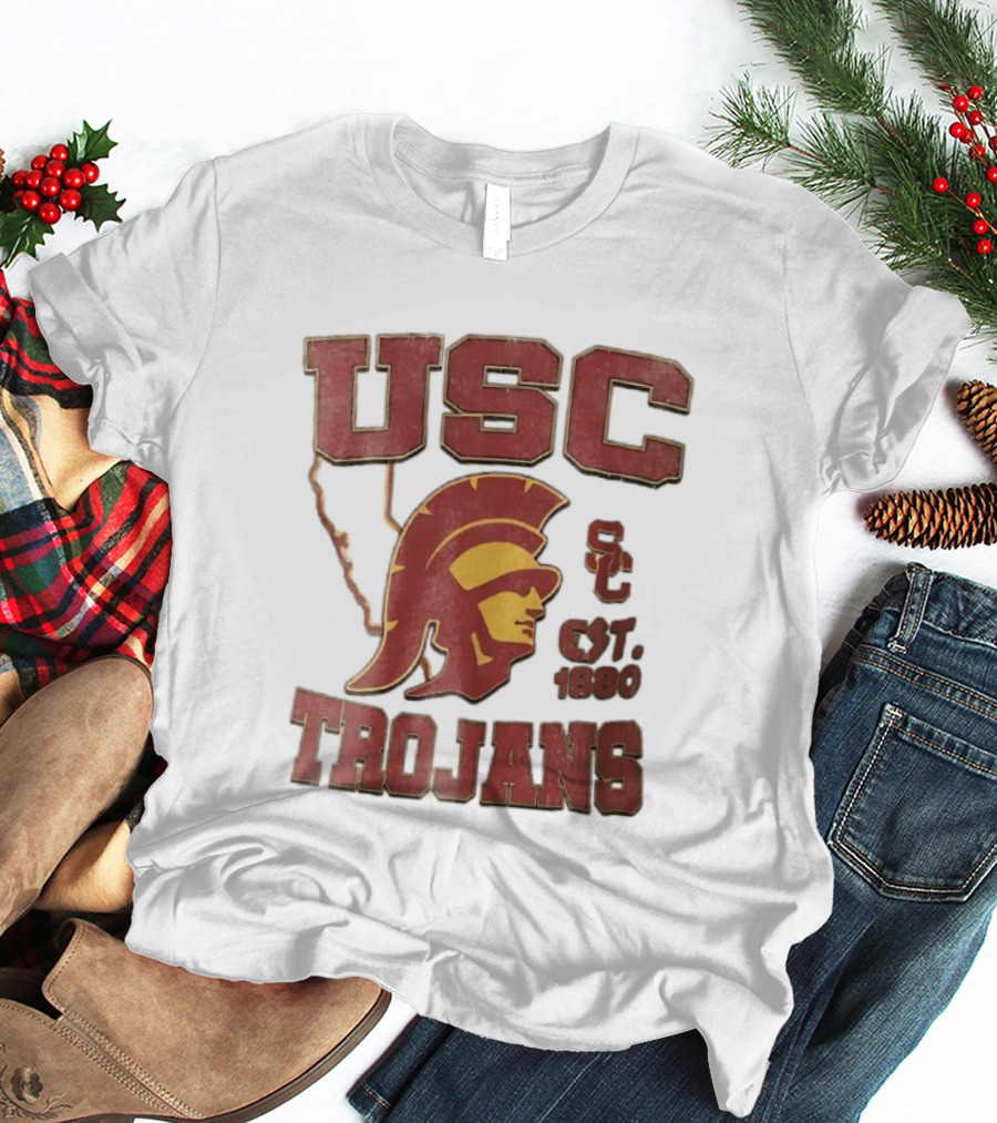 USC Trojans Est 1880 Helmet California State Map Sign T-Shirt