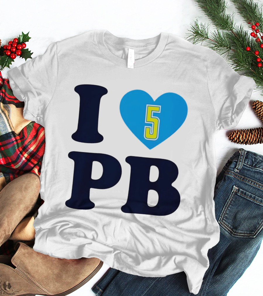 I Love PB Heart 5 Blue And Yellow T-Shirt