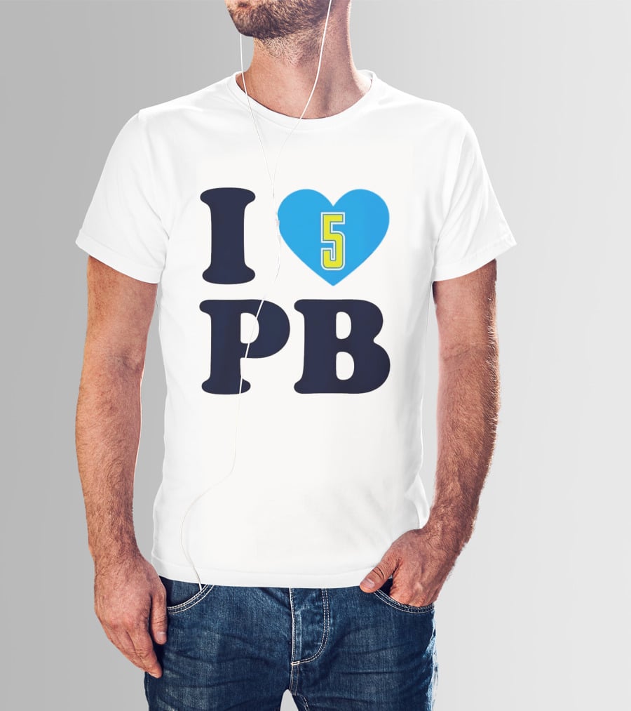 I Love PB Heart 5 Blue And Yellow T-Shirt