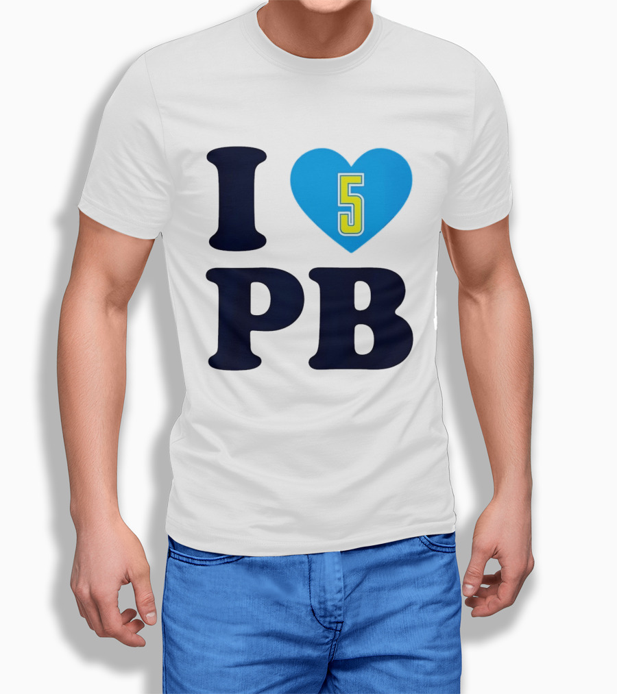 I Love PB Heart 5 Blue And Yellow T-Shirt